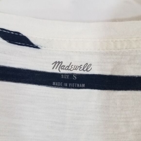 MADEWELL Black White Striped V-Neck Top - Picture 3 of 5